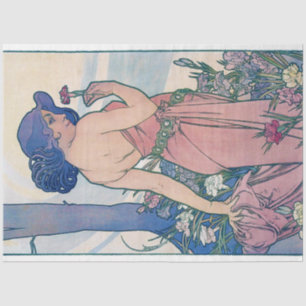 Nelke (vier Blume), Alphonse Mucha Seidenpapier