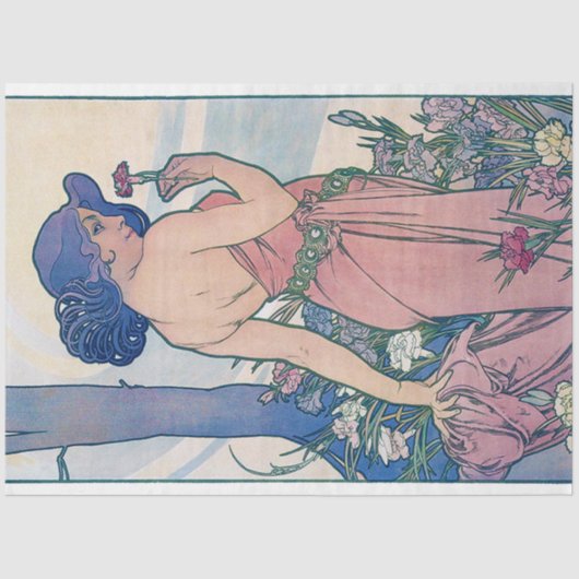 Nelke (vier Blume), Alphonse Mucha Seidenpapier (Vorderseite)