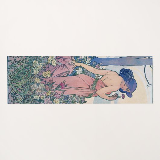 Nelke (vier Blume), Alphonse Mucha Yogamatte (Rückseite (Horizontal))