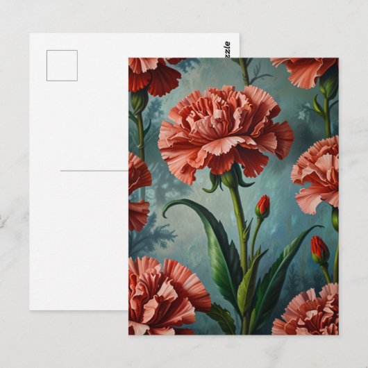 Nelken-Blume Postkarte (Vorne/Hinten)