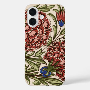 Nelken-Blumenfliese Antik Rustikal De Morgan Kunst iPhone 16 Hülle