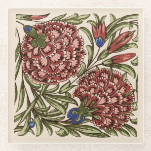 Nelken-Blumenfliese Antik Rustikal De Morgan Kunst Glasuntersetzer