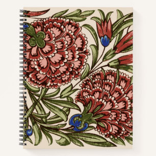 Nelken-Blumenfliese Antik Rustikal De Morgan Kunst Notizblock