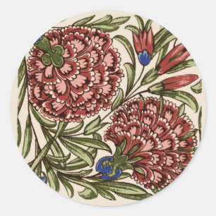 Nelken-Blumenfliese Antik Rustikal De Morgan Kunst Runder Aufkleber