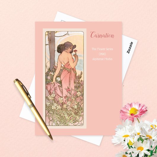 Nelken-Blumenserie Alphonse Mucha Postkarte