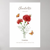 Nelken-Geburtsmonats-Blumenposter Poster (Vorne)