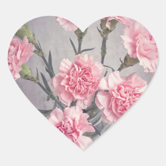 Nelken Herz-Aufkleber (Vorderseite)