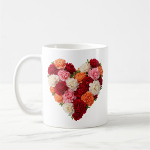 Nelken-Herz, Geburtsmonatsblume Januar Kaffeetasse