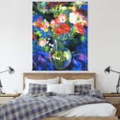 Nelken in einer runden Glasvase Leinwanddruck (Insitu (Schlafzimmer))