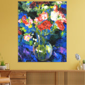 Nelken in einer runden Glasvase Leinwanddruck (Insitu (Wohnzimmer))