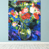 Nelken in einer runden Glasvase Leinwanddruck (Insitu (Holzboden))