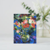 Nelken in einer runden Glasvase Postkarte (Stehend Vorderseite)