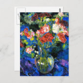 Nelken in einer runden Glasvase Postkarte (Vorne/Hinten)