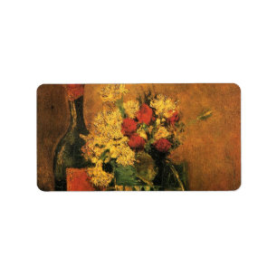 Nelken, Rose und Flaschen von Vincent van Gogh Adressaufkleber