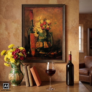 Nelken, Rose und Flaschen von Vincent van Gogh Poster