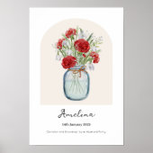 Nelken-Schneeglöckchen-Geburtsmonats-Blumenposter Poster (Vorne)