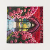 Nelken und Tor: Willkommen im Geheimgarten Wandteppich (Vorderseite (Horizontal))