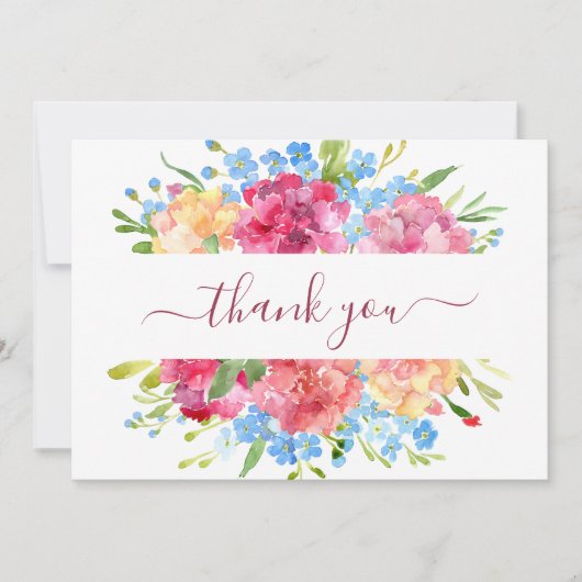 Nelken & Vergiss mich Nots Hochzeit Dankeskarte (Vorderseite)