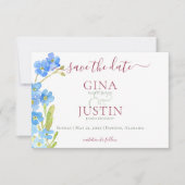 Nelken & Vergiss mich Nots Hochzeit Save The Date (Vorderseite)