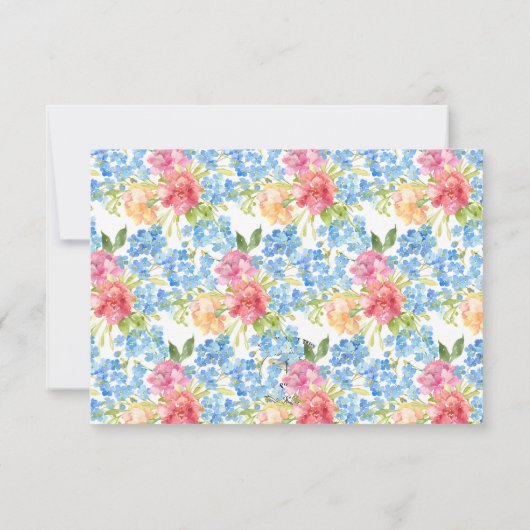 Nelken & Vergiss mich Nots Hochzeit Save The Date (Rückseite)