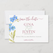 Nelken & Vergiss mich Nots Hochzeit Save The Date (Vorderseite)