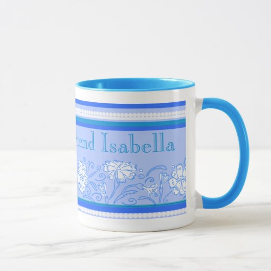 Nelkenblume blaue liebste Freundin Tasse (Rechts)
