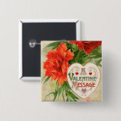 Nelkenblumen, alte Valentinstagsbotschaft Button (Vorne & Hinten)