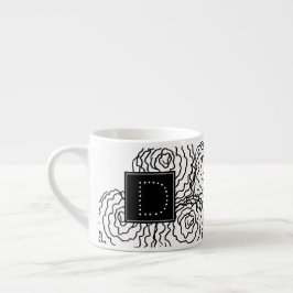 Nelkenfloral Hand gezogenes Doodle Monogramm Espressotasse