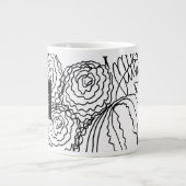 Nelkenfloral Hand gezogenes Doodle Monogramm Jumbo-Tasse (Vorderseite)