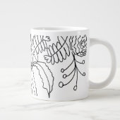 Nelkenfloral Hand gezogenes Doodle Monogramm Jumbo-Tasse (Rechts)
