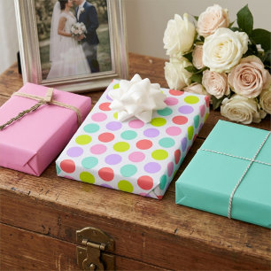 Nelkenrosa, Rotkehlchenblau Farbspiel mit Punkten Geschenkpapier Set