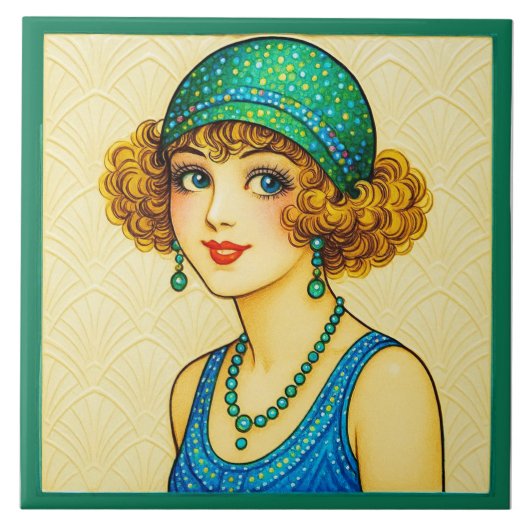 Nell Brinkley Style Flapper Keramik   Fliese (Vorderseite)