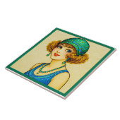 Nell Brinkley Style Flapper Keramik   Fliese (Seite)