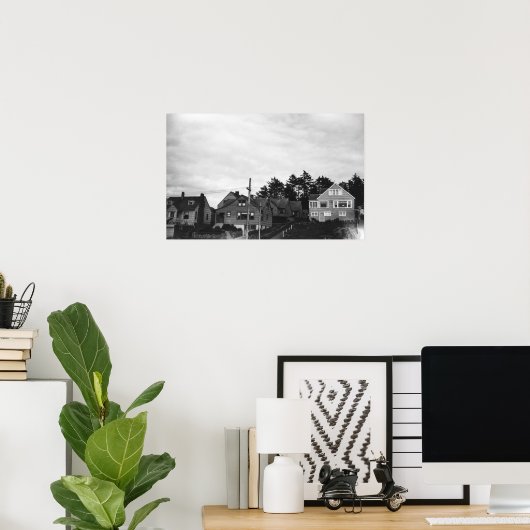 Nelscott, Oregon-Hütten im Pazifischen Ozean Poster (Heimbüro)