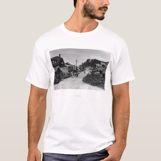 Nelscott, Oregon-Stadtansicht-Ozean-Fronten-Hütten T-Shirt (Vorderseite)