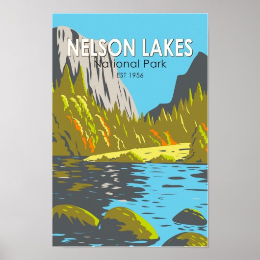 Nelson Lakes Nationalpark Neuseeland Vintag Poster (Vorne)