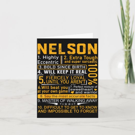 Nelson Name Shirt D Nelson Nachname  Karte (Vorderseite)