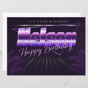 Nelson Name Vorname lila retro Karte Geburtstag