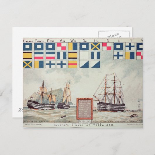 Nelsons Signal bei Trafalgar Postkarte (Vorne/Hinten)