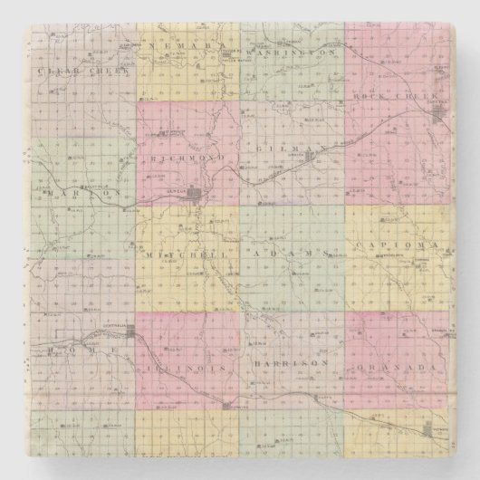 Nemaha County, Wetmore und Corning, Kansas Steinuntersetzer (Vorderseite)