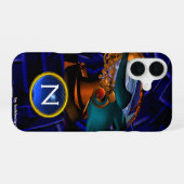 NEMES /HYPER ANDROID,Blaues Science-Fiction-Monogr iPhone 16 Hülle (Rückseite (Horizontal))