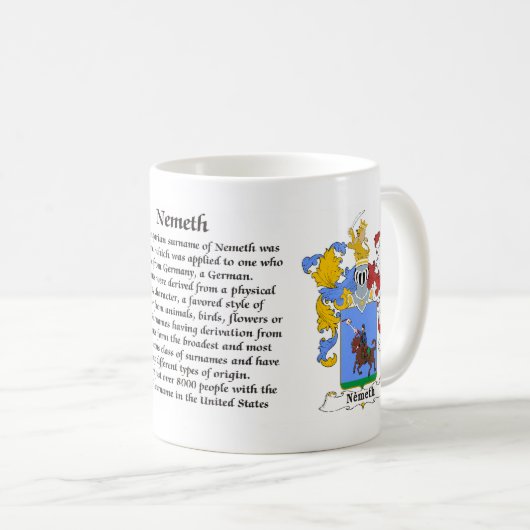 Nemeth Familien-ungarisches Wappen Tasse (VorderseiteRechts)