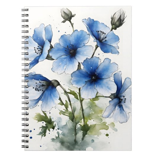 Nemophila - Aquarellblumen Notizblock (Vorderseite)