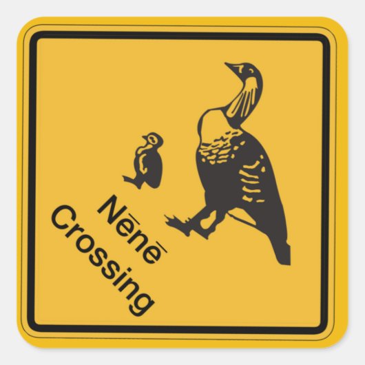 Nene Crossing, Traffic Warning Sign, Hawaii, USA Quadratischer Aufkleber (Vorderseite)