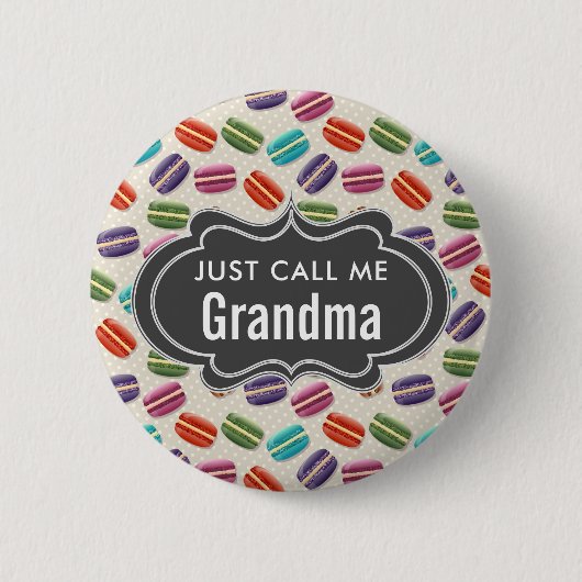 Nenn mich einfach Oma Text Macarons Muster Button (Vorderseite)