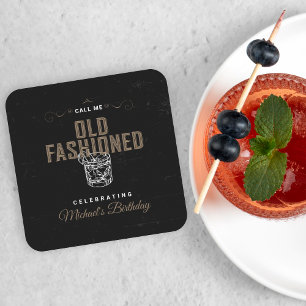 Nenn mich Old Fashioned Whiskey Cocktail Geburtsta Rechteckiger Pappuntersetzer