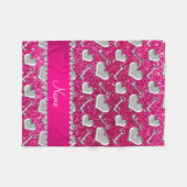 Nennen Sie die Silberherzen-Schlüssel Neon Hot Ros Fleecedecke (Vorderseite (Horizontal))