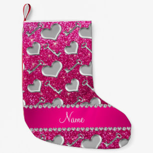 Nennen Sie die Silberherzen-Schlüssel Neon Hot Ros Kleiner Weihnachtsstrumpf