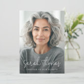 Nennen Sie ewig in unseren Herzen Foto Beerdigung  Dankeskarte (Stehend Vorderseite)