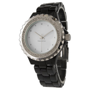 Nennen Sie Ihr diamante de imitación-Schwarzes Armbanduhr